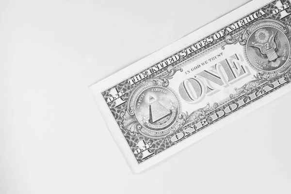 Billete de un dólar fondo blanco y negro — Foto de Stock