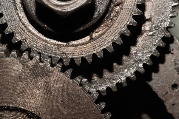 Gears of industrial machine. detail of mechanism. old cogwheels of machinery