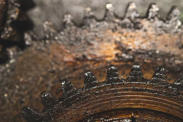 Gears of industrial machine. detail of mechanism. old cogwheels of machinery