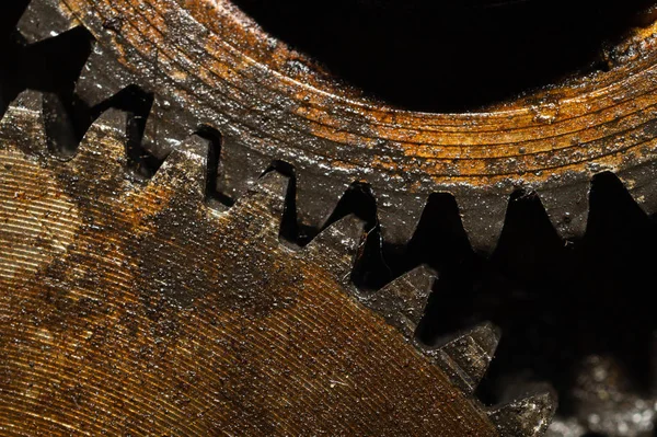 Gears of industrial machine. detail of mechanism. old cogwheels of machinery