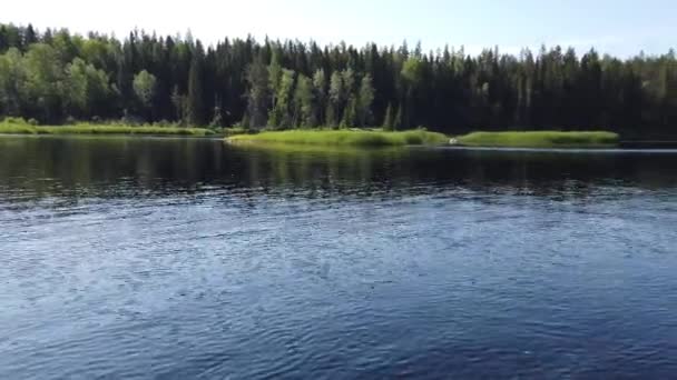 Lesní Jezero Vodní Hladina Vlnami Slunečný Den Pohled Pohybuje Vody — Stock video