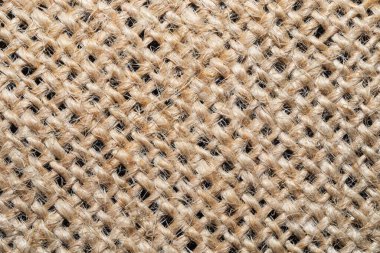 Keten makro doku. Flax materyali yakın çekim. Çuval bezi arkaplanı