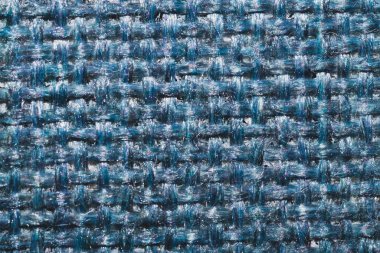 Mavi kumaş dokusu. Örülmüş tekstil geçmişi. örülmüş materyal makro
