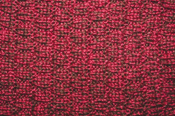 Tekstur Wol Rajutan Bahan Kain Menutup Latar Belakang Tekstil Merah — Stok Foto