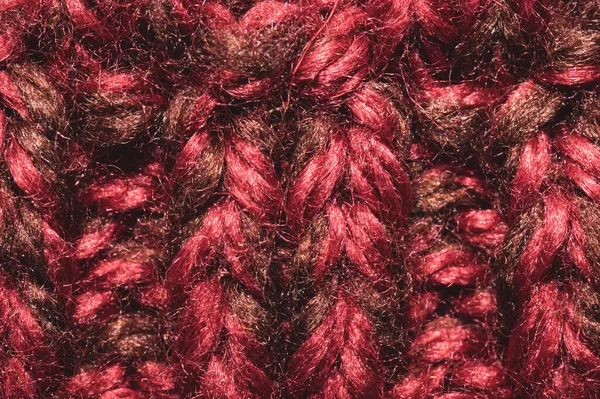 Knitted Wool Texture Fabric Material Close Red Textile Background — Stock Photo, Image