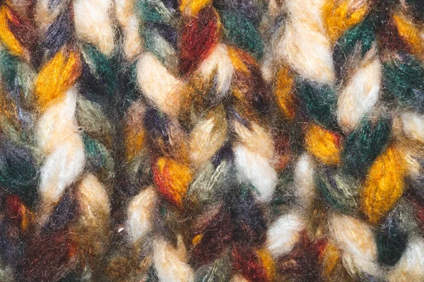 Colorful Wool Yarn Woolen Fabric Background Knitted Textile Close — Stock Photo, Image