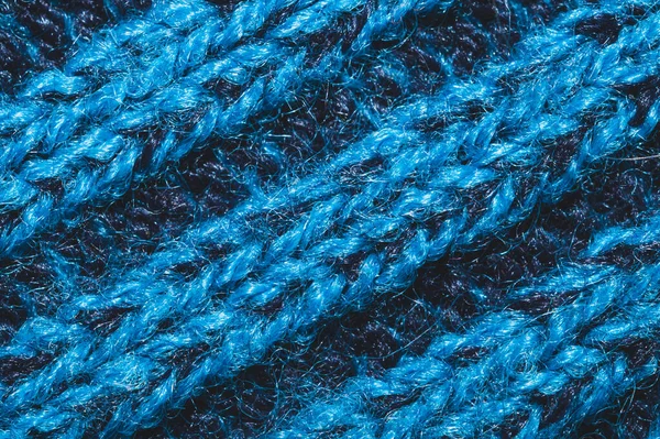 Blue Fabric Texture Knitted Textile Background Woven Material Close Knitting — Stock Photo, Image
