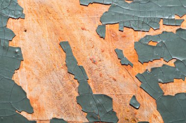 Kabuk soyulmuş ahşap dokular. Kırık boyalı eski ahşap doku. Yakın çekim.