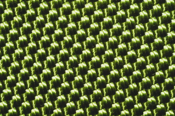 Syntetisk Textur Nära Håll Grön Flätad Yta Vävd Bakgrund Stygn — Stockfoto