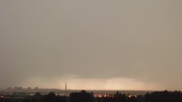 Lightning Strikes Horizontally Single Thunderbolt Storm Weather — Stock Video