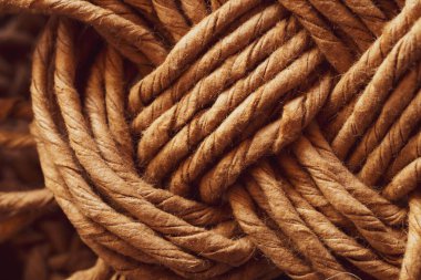 Hasır iplik makrosu. Örgü örüyorum. soyut örülmüş arkaplan