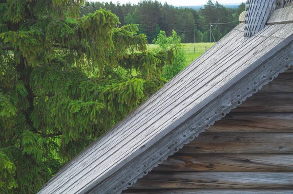 Dettaglio Del Vecchio Tetto Una Vecchia Casa Legno Architettura Tradizionale — Foto Stock