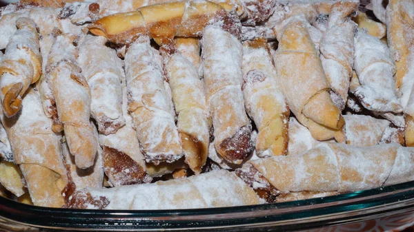 Křupavé Croissanty Plněné Džemem Tradiční Slovanské Těsto Zvané Roguelikes Drobné — Stock fotografie