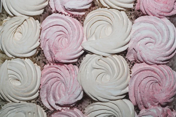Pink White Zephyr Handmade Marshmallow Sweet Dessert — Stock Photo, Image