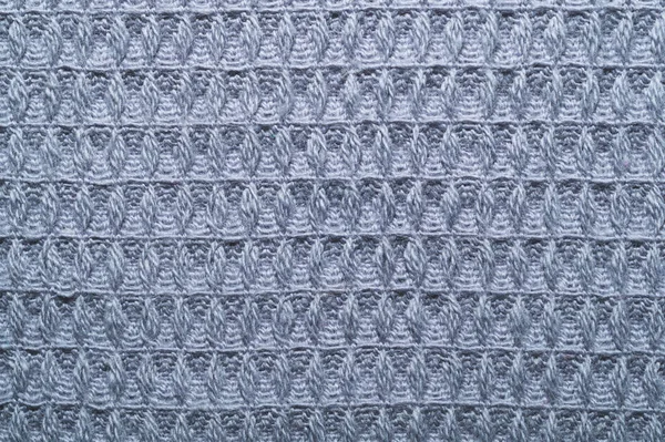 グレーの生地の質感マクロ 繊維の背景 ニットパターンだ 編組材料 — ストック写真