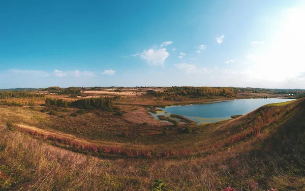 Вид Озеро Долині Природна Пейзажна Панорама — стокове фото