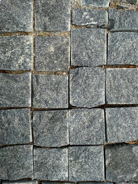 Stone Brick Texture Brick Wall Close Brickly Gray Tiles Street — Stok fotoğraf