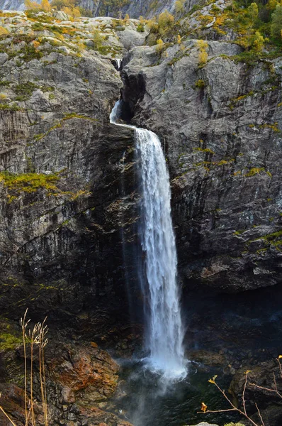 Manafossen Norwegen Schöner Nördlicher Wasserfall Norwegische Berge Herbst Rogaland Norwegen — Stockfoto