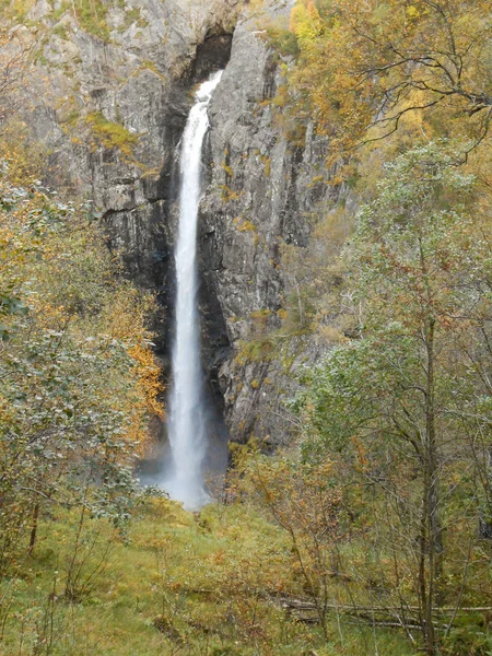 Manafossen Norwegen Schöner Nördlicher Wasserfall Norwegische Berge Herbst Rogaland Norwegen — Stockfoto