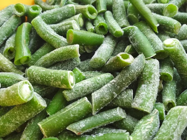 Grüne Gefrorene Bohnen Nahaufnahme Frozen Cut Green French Bean Haricot — Stockfoto