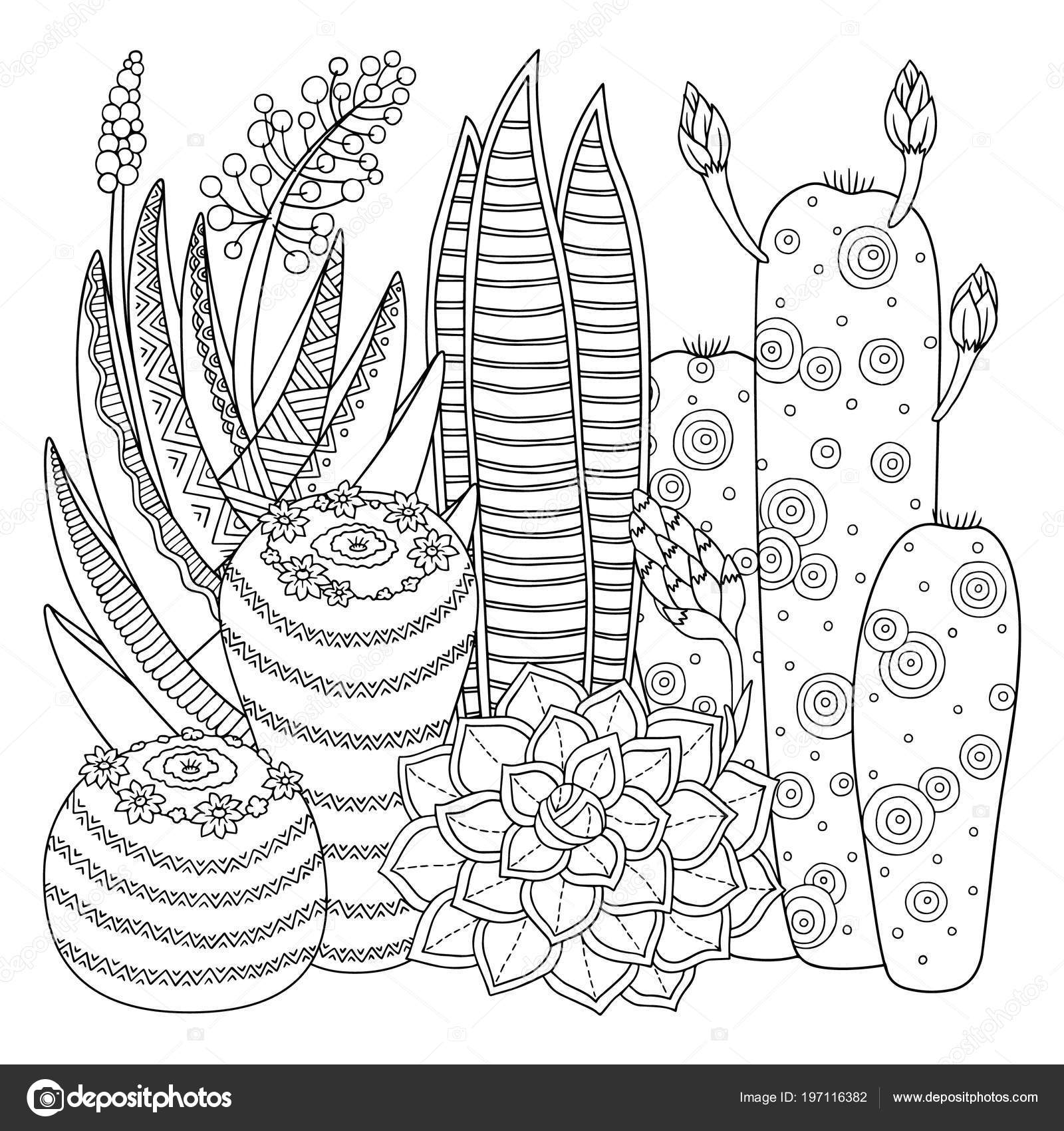 Desenhos de cactos fofos kawaii para colorir