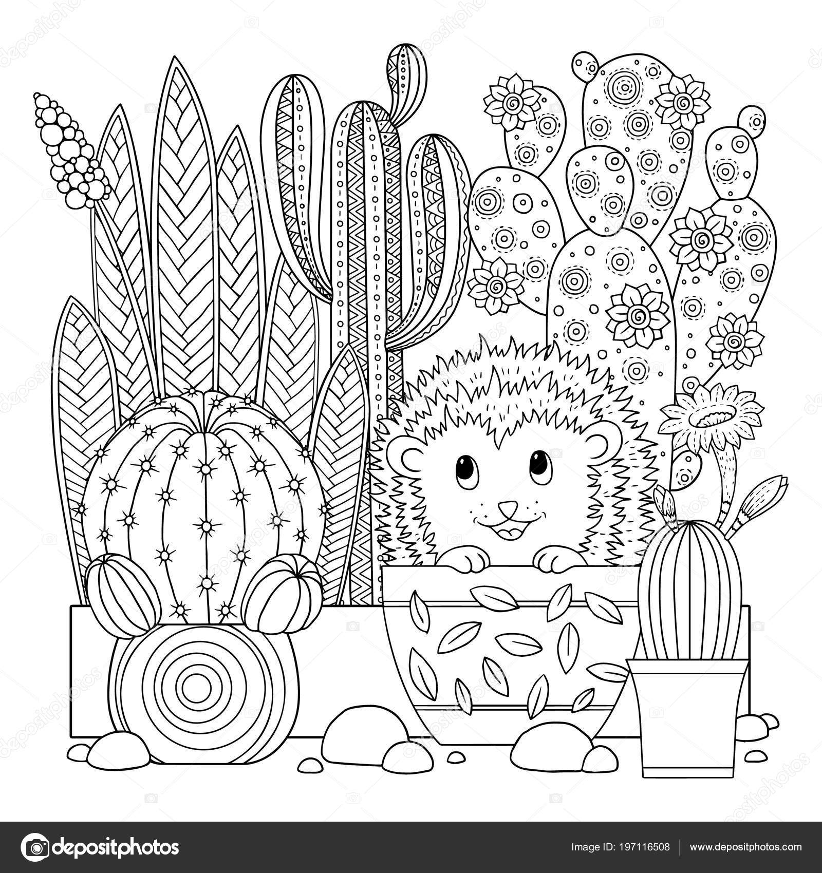 Cacto Para Livros Para Colorir Ilustração Do Vetor Ilustração do Vetor -  Ilustração de botânica, pintura: 134713257