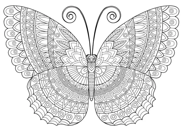 Vector Black White Image Butterfly White Background Hand Drawn Butterfly — Stock Vector