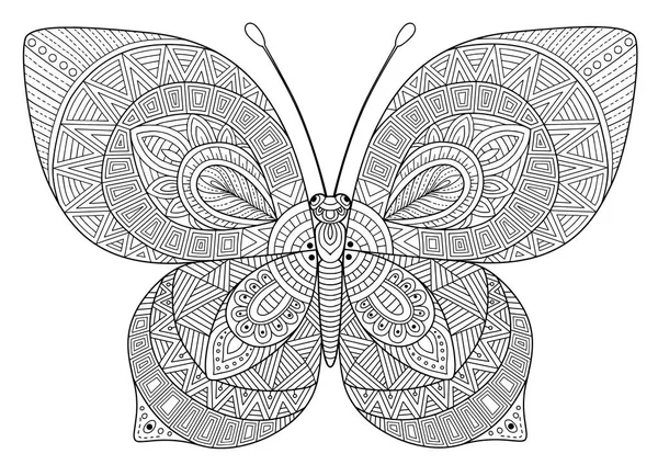 Vector Black White Image Butterfly White Background Hand Drawn Butterfly — Stock Vector