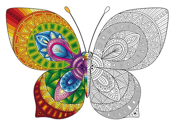 Decorative butterfly of bright colors. image for print on clothes, coloring, backgrounds