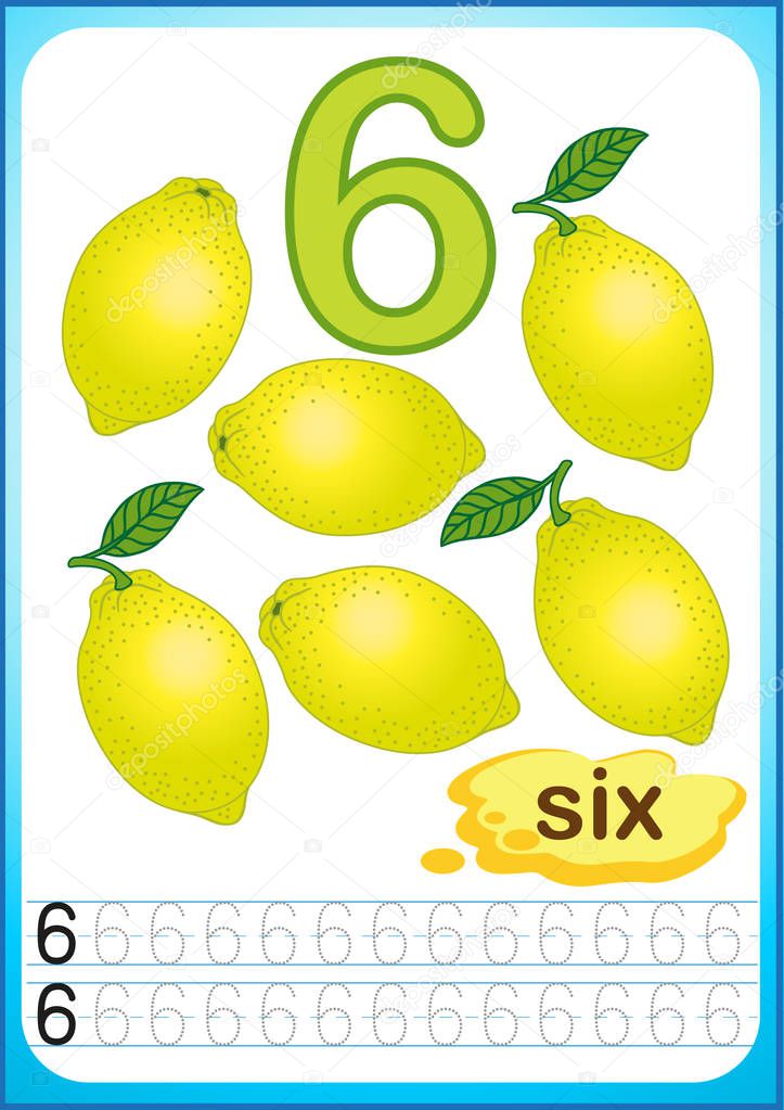 printable worksheet for kindergarten and preschool. harvest of ripe berries and fruits. We count and write numbers from 1 to 10