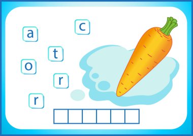 Okul eğitimi. İngilizce flashcard İngilizce öğrenmek için. Biz sebze ve meyve isimleri yaz. Kelime bulmaca çocuklar için oyun var. Çalışma sayfası, hücre içinde harfler koymak.