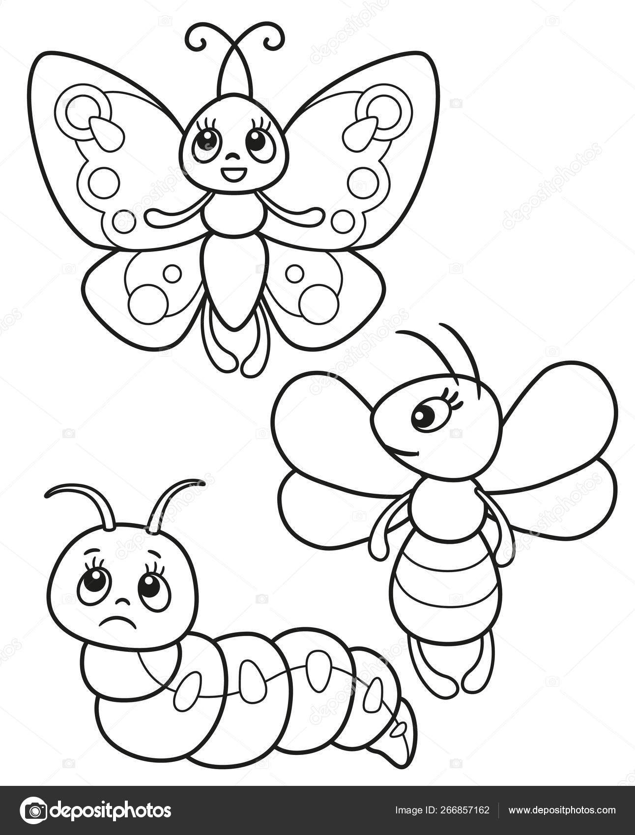 Cute Set Funny Insects Vector Black White Illustrations Butterfly Bee Stock Vector Image by ©natasha-tpr #266857162 Cute Set Funny Insects Vector Black White Illustrations Butterfly Bee Stock Vector Image by ©natasha-tpr #266857162