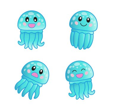 Deniz hayatı ayarlayın. Vektör yalıtılmış elemanlar.