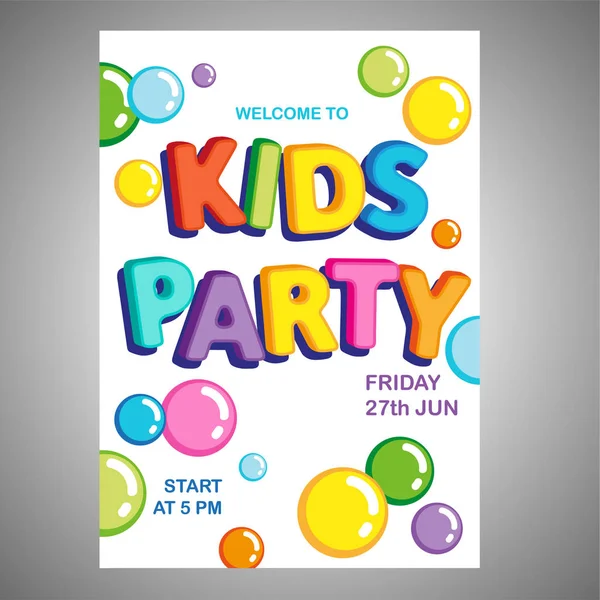 Διανυσματική Αφίσα Φωτεινά Γράμματα Αστεία Παιδιά Κόμμα — Διανυσματικό Αρχείο