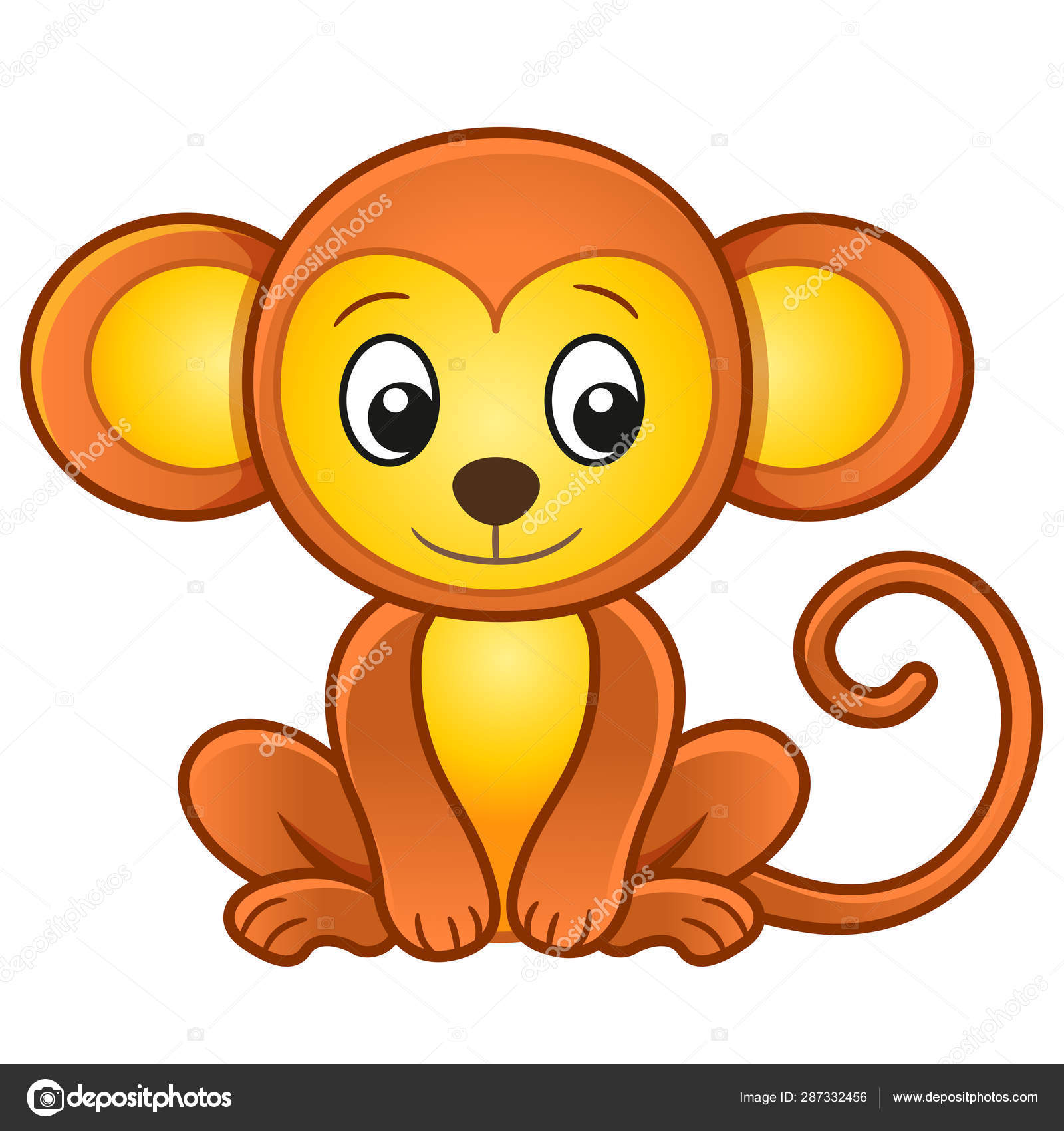 ilustração de macaco marrom e bege, desenho de macaco infantil dos desenhos  animados, macac…