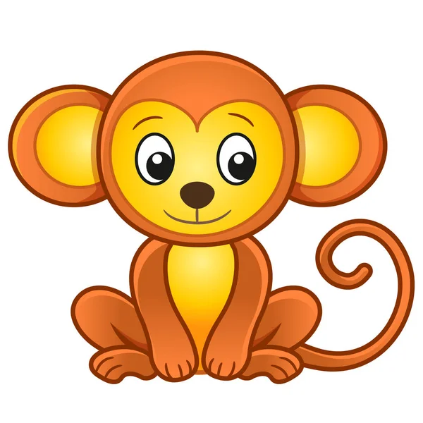 Cute Cartoon Brązowy Małpa Ilustracja Wektor Afrykańskiego Dzikie Zwierzę Pojedyncze — Wektor stockowy