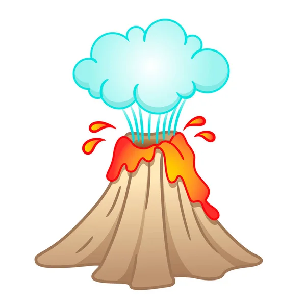 Απεικόνιση Ενός Ηφαιστείου Λάβα Που Εκρήγνυται Και Ένα Σύννεφο Καπνού — Διανυσματικό Αρχείο