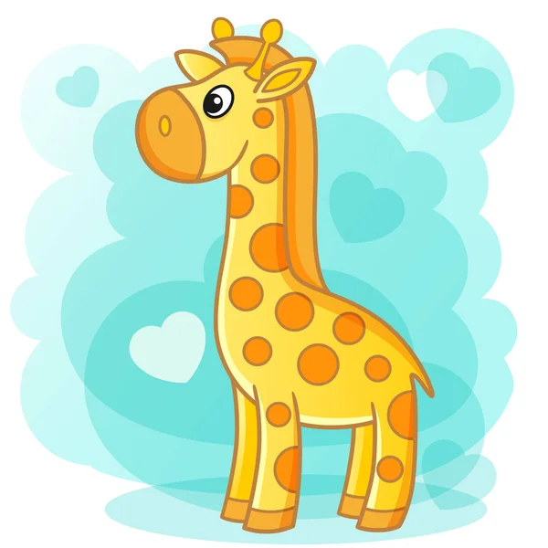 Vector Grappige Cartoon Giraffe Met Gevlekte Cirkels Een Blauwe Achtergrond — Stockvector