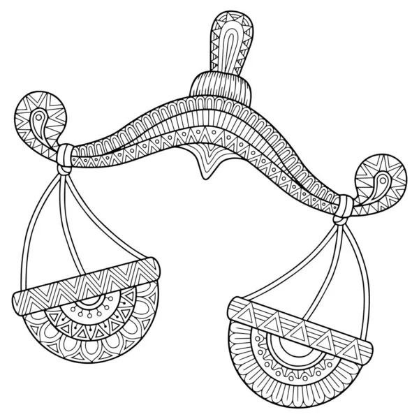 Livro para colorir vetores para adultos. Silhueta de libra isolada sobre fundo branco. Signo do zodíaco libra . —  Vetores de Stock