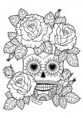 Картина, постер, плакат, фотообои "day of the dead, zentangle sugar skull. vector adult coloring book", артикул 410398494