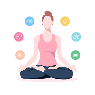 Kadın sakin ve rahatlatıcı meditasyon yapıyor..