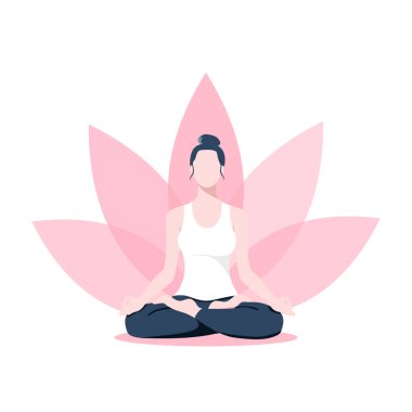 Kadın sakin ve rahatlatıcı meditasyon yapıyor..