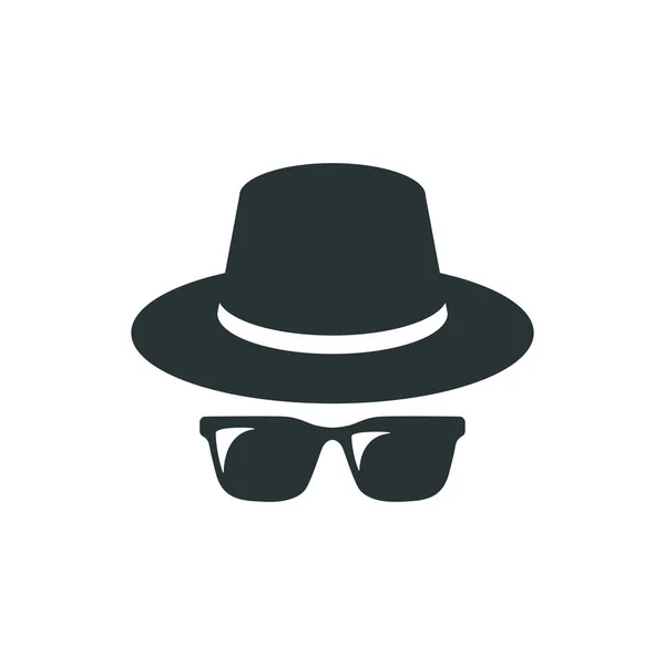 Anonymous Agent Spy Hat Glass Icon — Stock Photo, Image