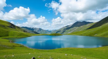 Dağlardaki güzel göl manzarası