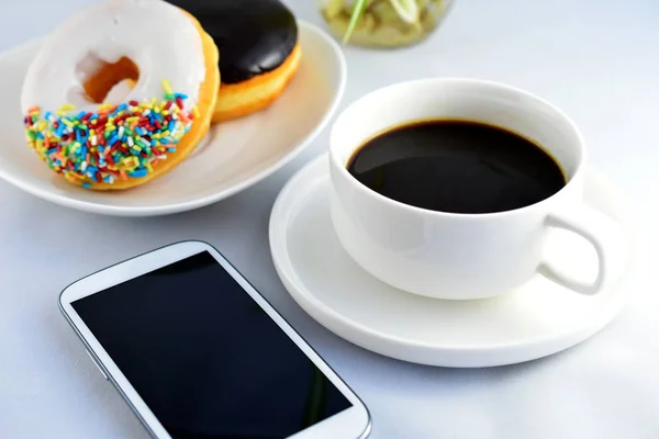 Donut Coffee Morning Time Stock Image