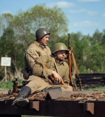 Rusya Federasyonu, Novgorod bölge, Tesovo - 20 Mayıs 2018: askeri tarihi canlandırma 