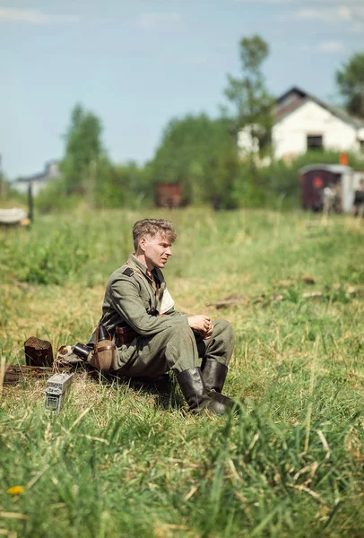 Federacja Rosyjska Nowogród District Tesovo Maja 2018 Rekonstrukcji Historycznej Wojskowej — Zdjęcie stockowe