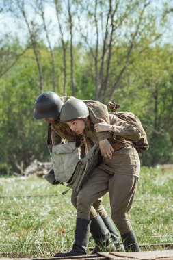 Rusya Federasyonu, Novgorod bölge, Tesovo - 20 Mayıs 2018: askeri tarihi canlandırma 