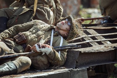 Rusya Federasyonu, Novgorod bölge, Tesovo - 20 Mayıs 2018: askeri tarihi canlandırma 