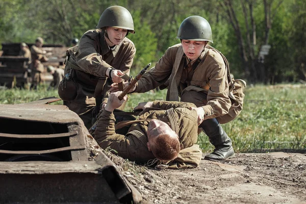 Rusya Federasyonu, Novgorod bölge, Tesovo - 20 Mayıs 2018: askeri tarihi canlandırma 
